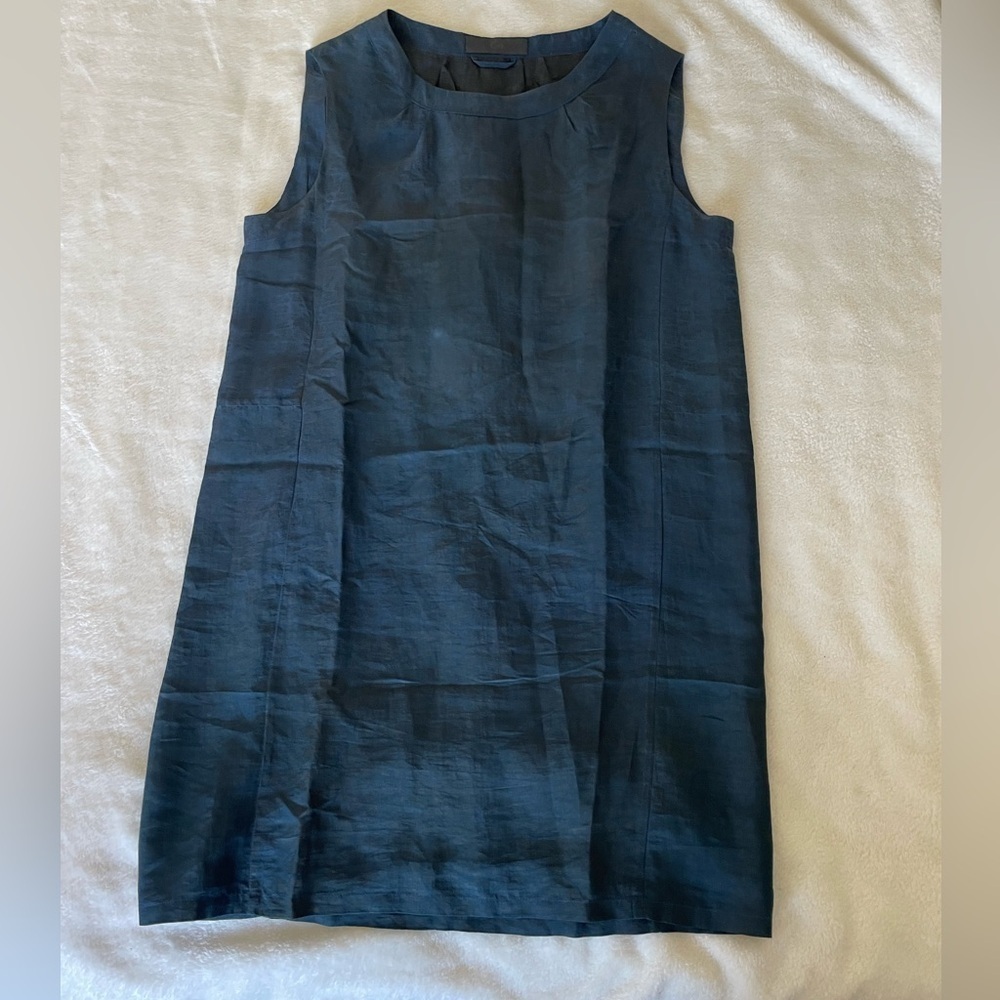 Co. Collections Blue Silk Crackled Shift Mini Dress